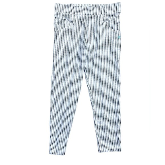 BETABRAND Journey Cream Teal Green Black Plaid Skinny Pull On Ankle Pant Size LP - Picture 3 of 6